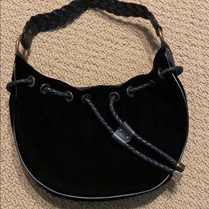 Michael kors velvet and leather shoulder bag